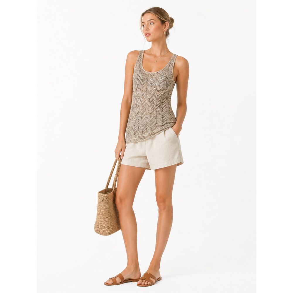 INC International Concepts Y2K Chevron Metallic Knit Tunic Top Sleeveless Tank S